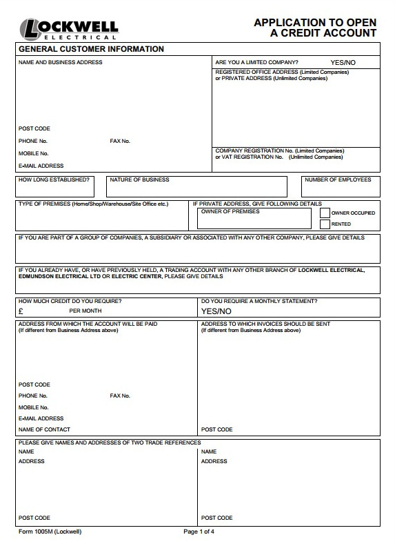 Account Application form